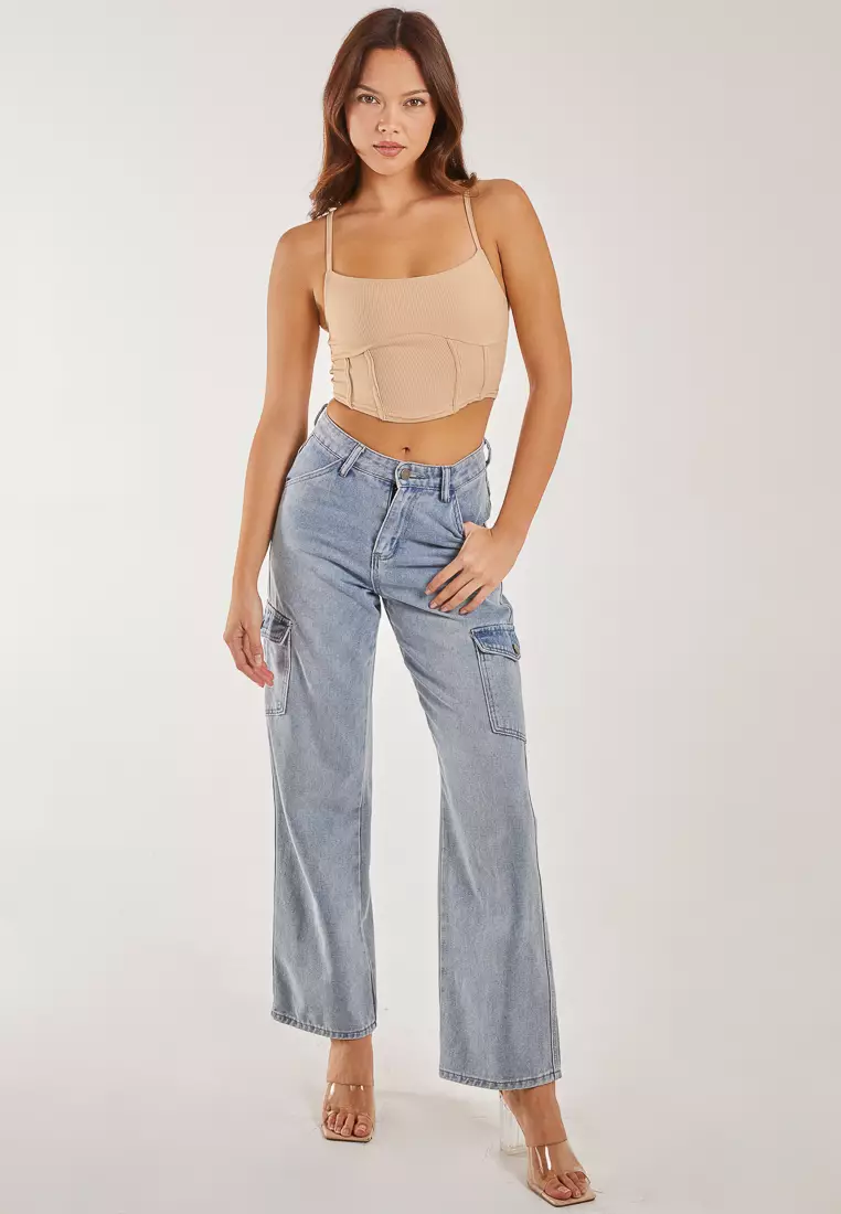 Pink Vanilla Stone Strappy Corset Top