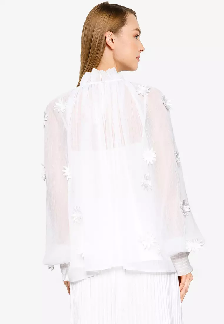 Buy French Connection AZIZA LACE LONG SLEEVE TOP 2023 Online ZALORA