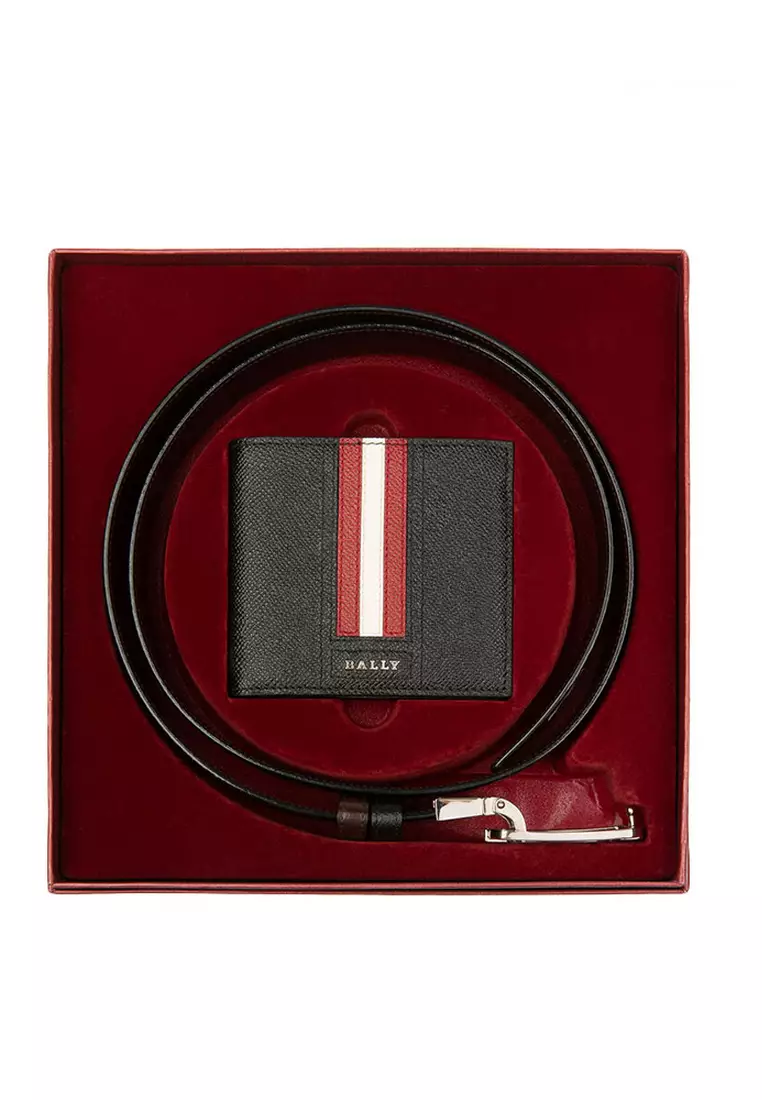 Embossed Leather(Size 110) Wallet & Belt Gift Box in Black,Brown