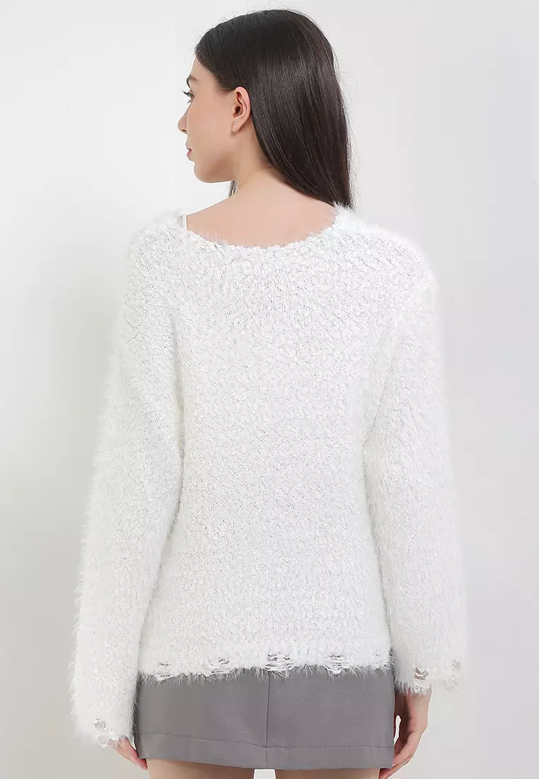 L/S Two Tones Sweater W/ Flo Patch