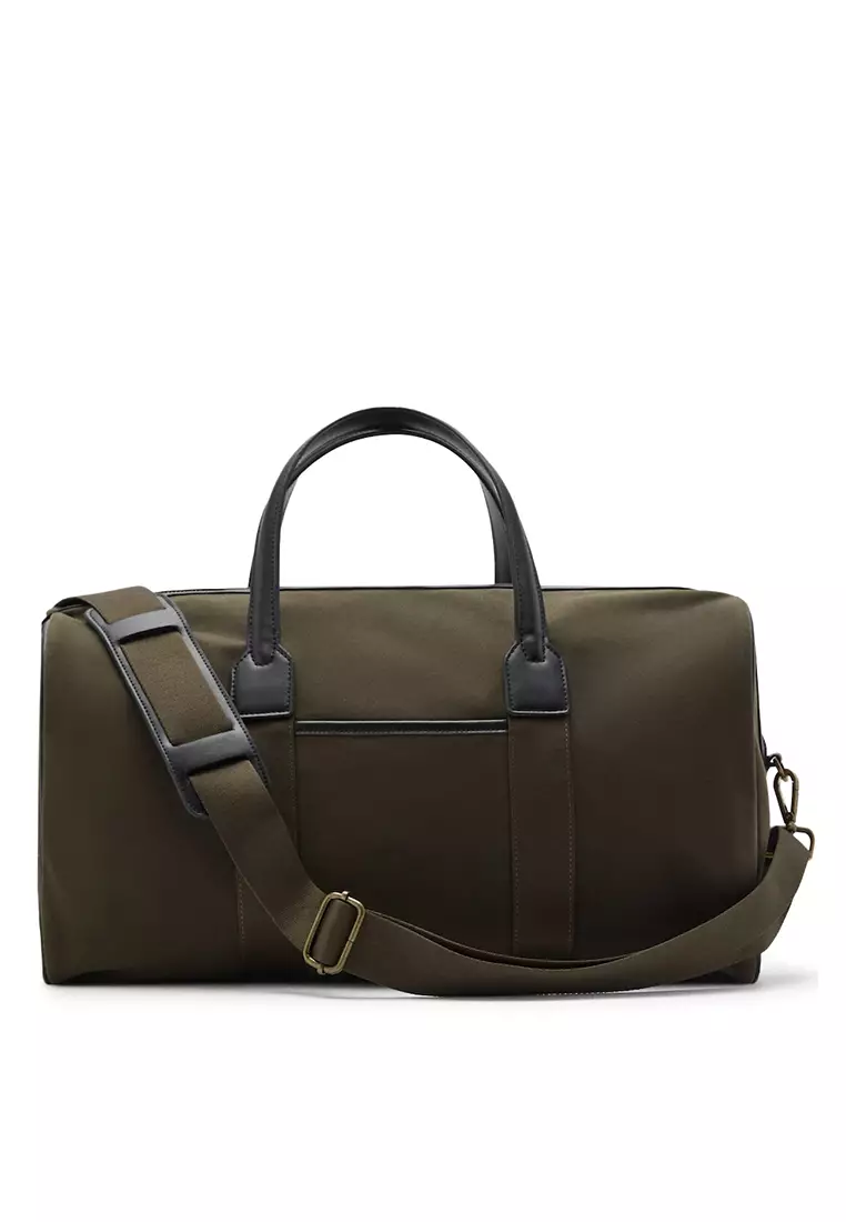 Combined Leather And Cotton Bowling Handbag