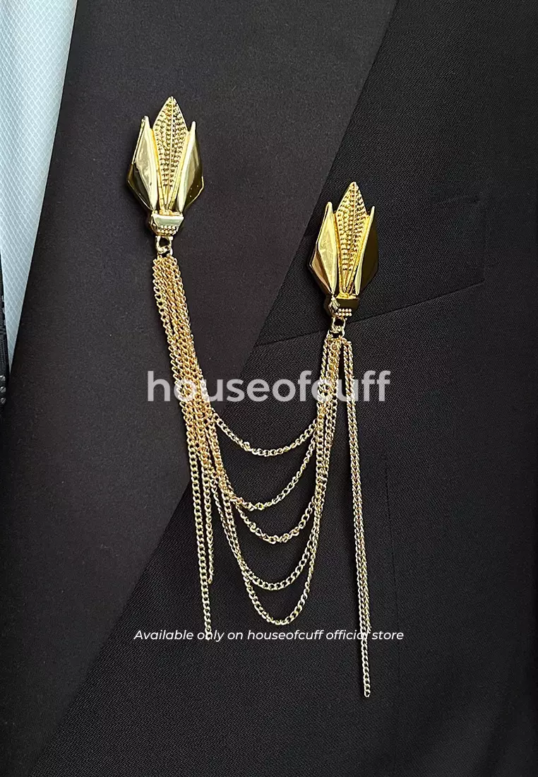 houseofcuff lapel pin brooch rantai jas pria Patzy gold