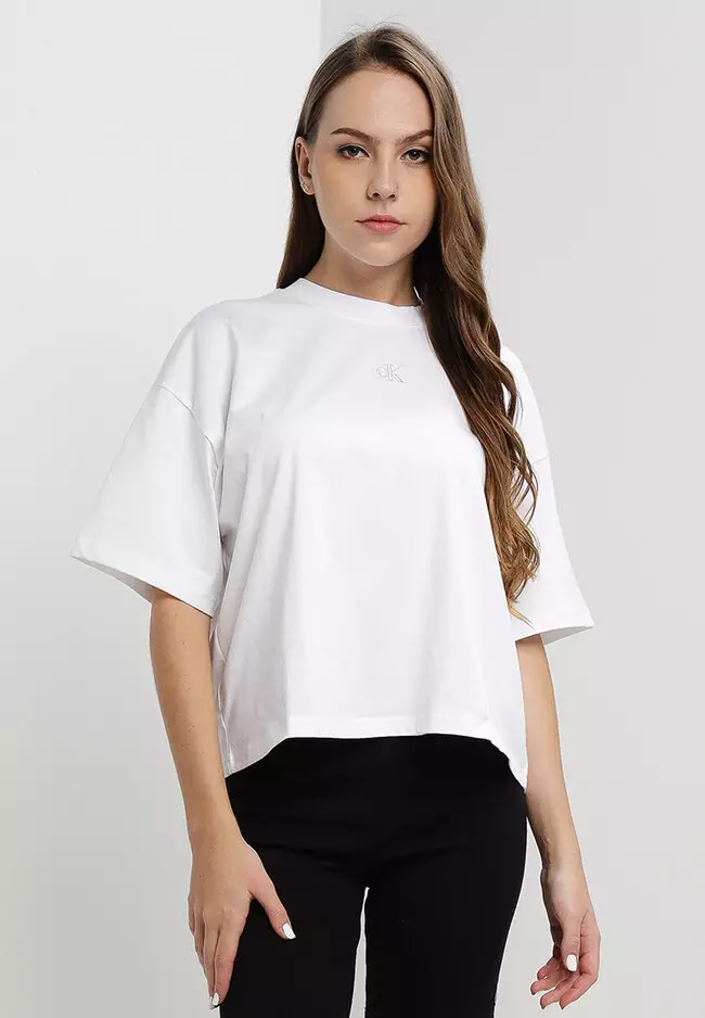 CALVIN KLEIN JEANS - Women's white iridescent monogram sweatshirt 