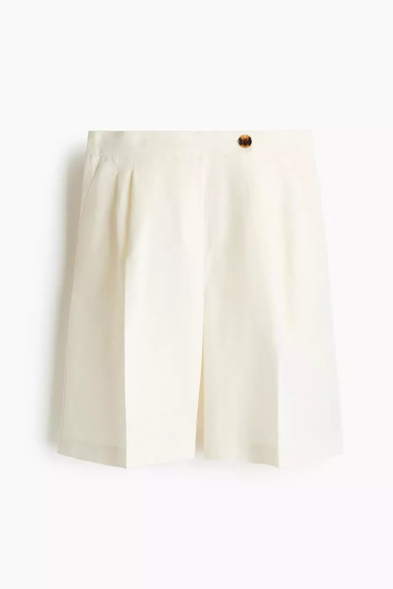 Linen-blend Bermuda shorts