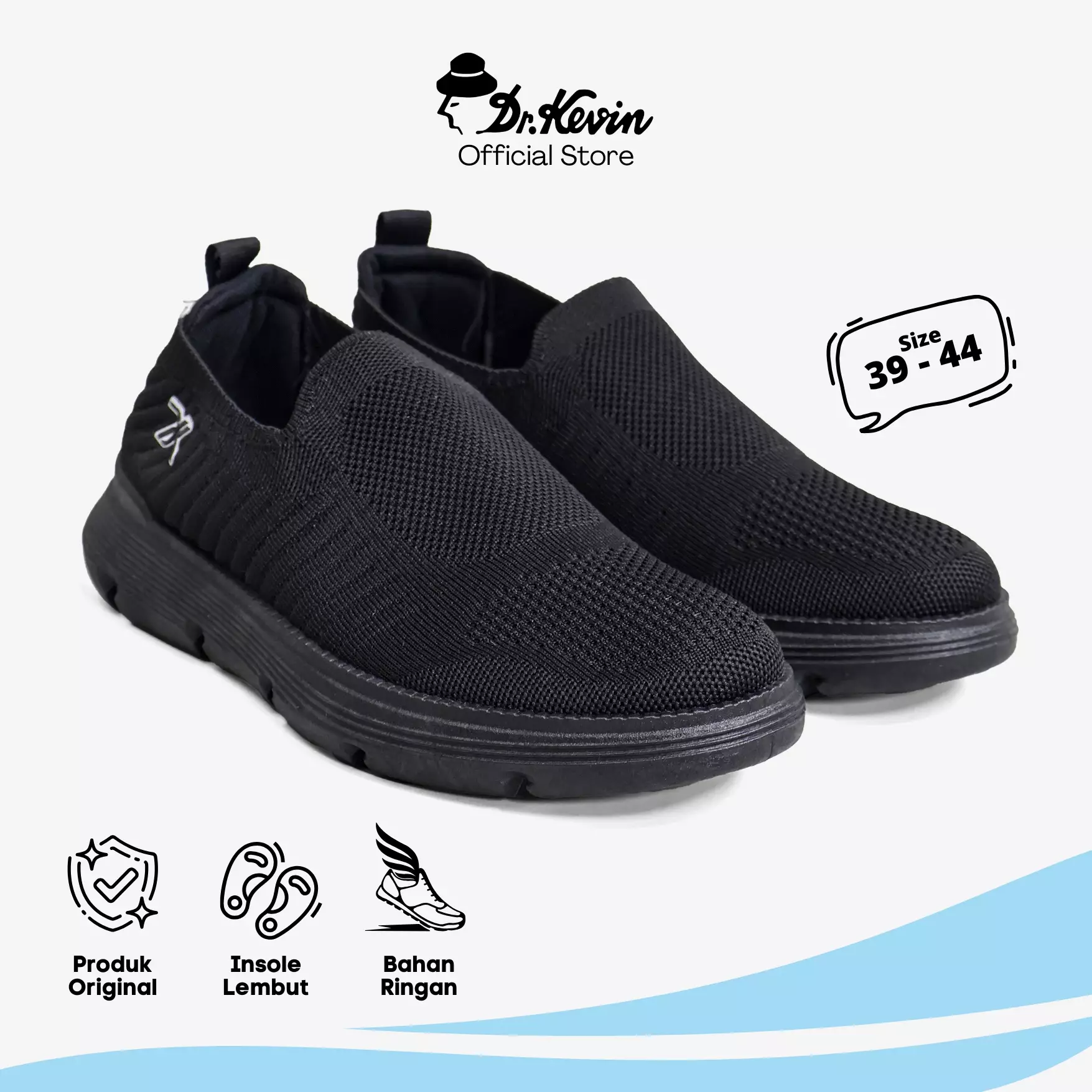 Dr. Kevin Sepatu Sport Pria Men Sneakers Sekolah Flyknit Slip On 889-090