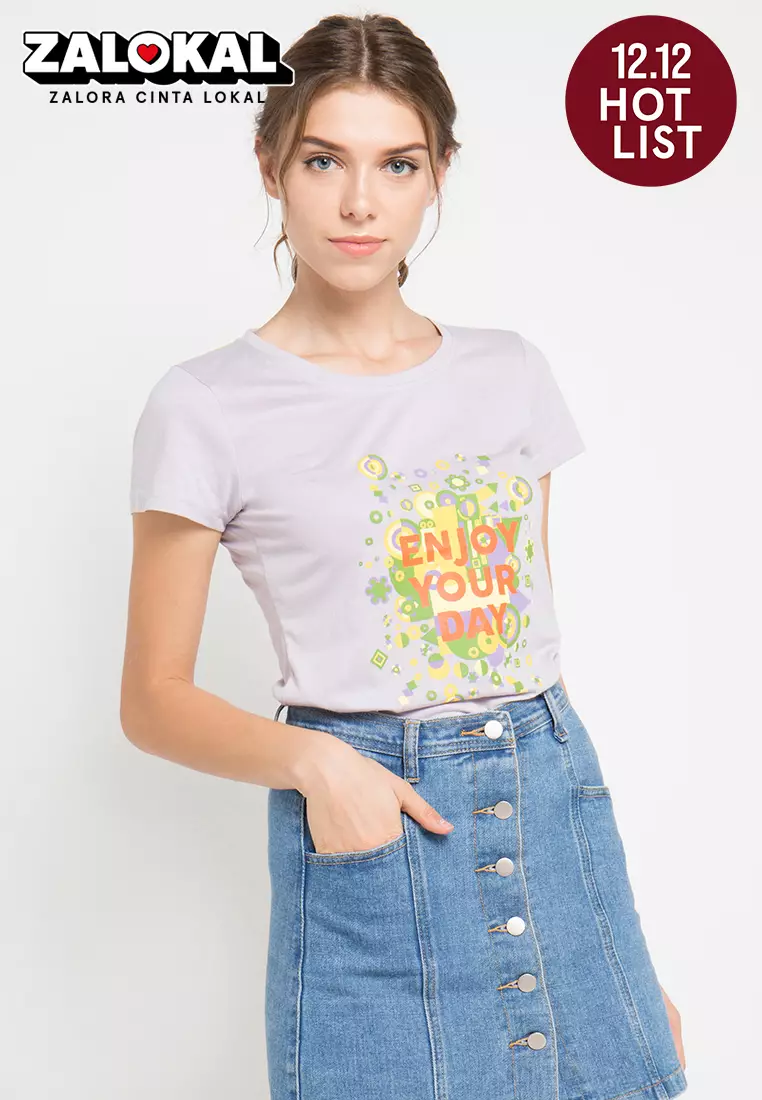 Print Enjoy Your Day short sleeve Tshirt