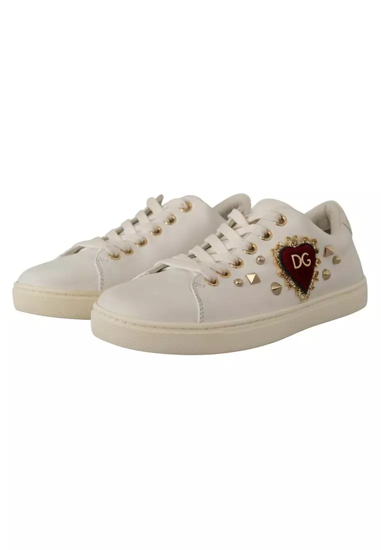 Buy Dolce Gabbana Dolce Gabbana White Leather Gold Red Heart