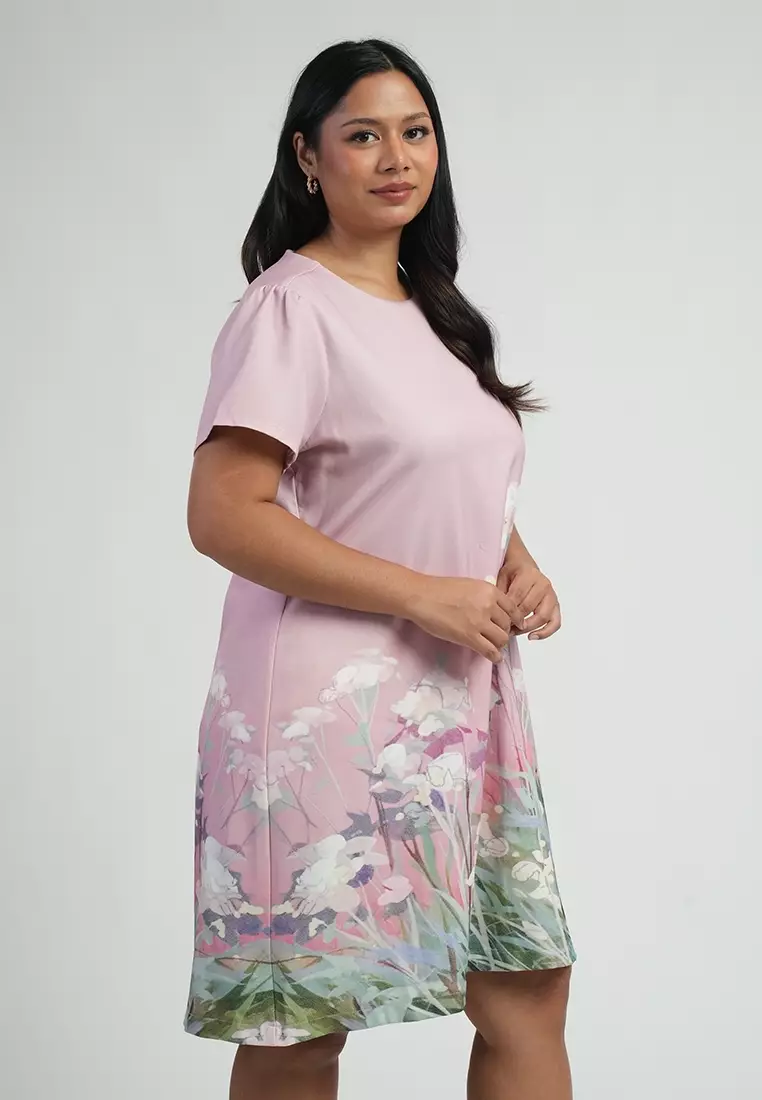 Milly Plus Size Sofella Abstract Floral Border Shift Dress