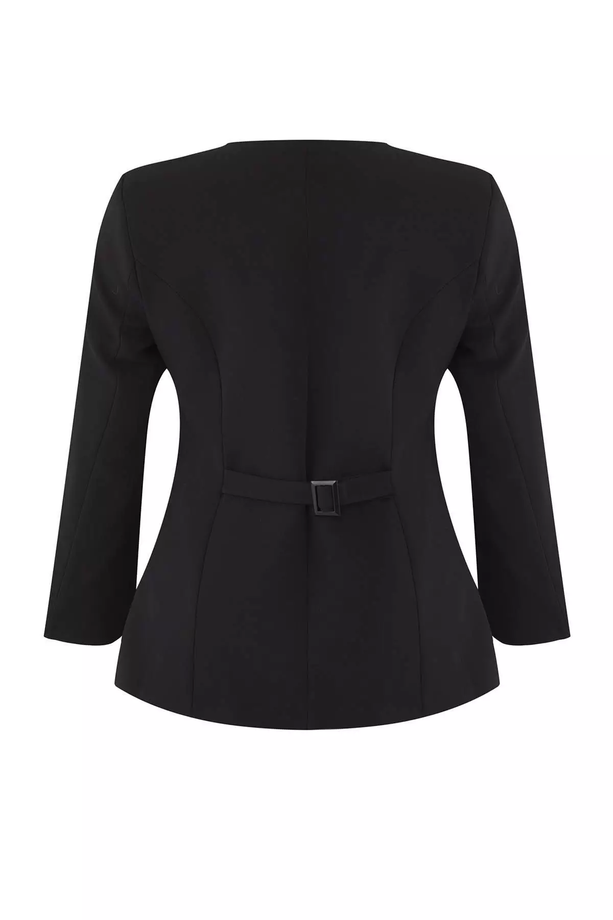 Black Long Woven Plus Size Jacket Tbbaw26Ag00009