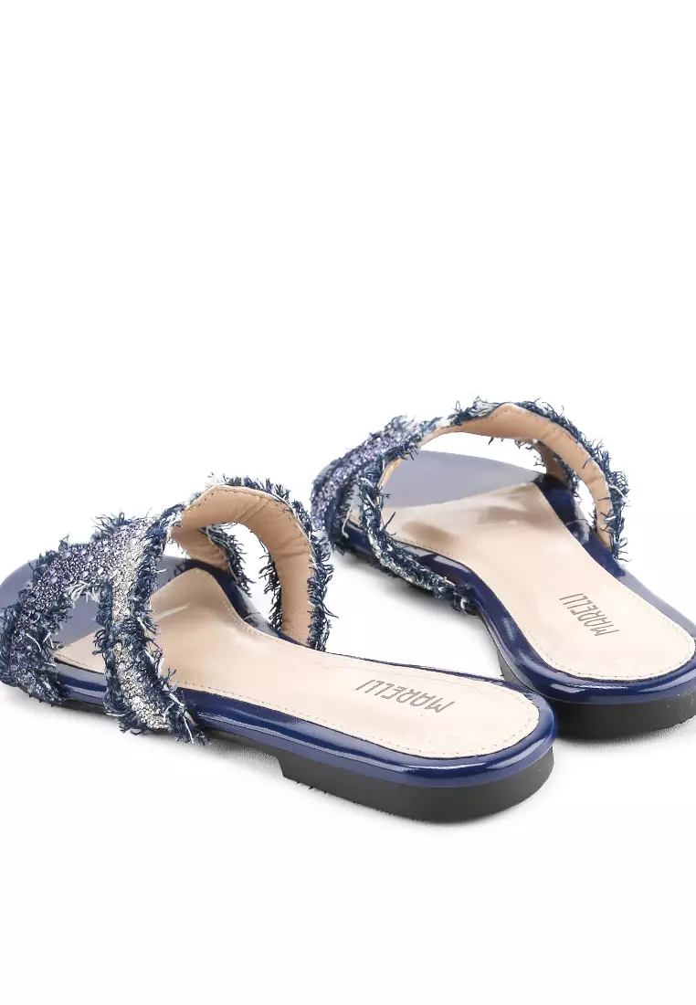 Gozana Sandal wanita Flat Teplek - Navy BLue