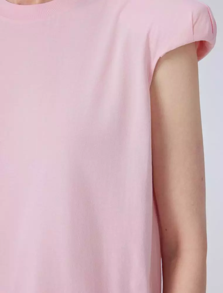 Cotton pleated short-sleeved T-shirt