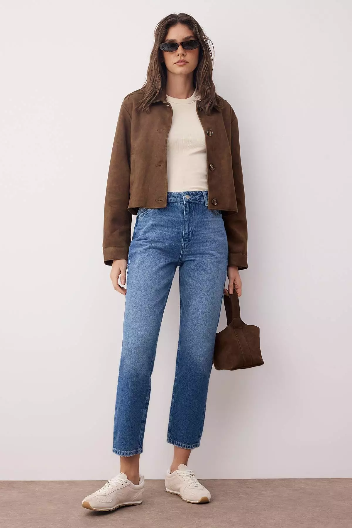 Blue High Waist New Mom Jeans Twoaw26Je00054