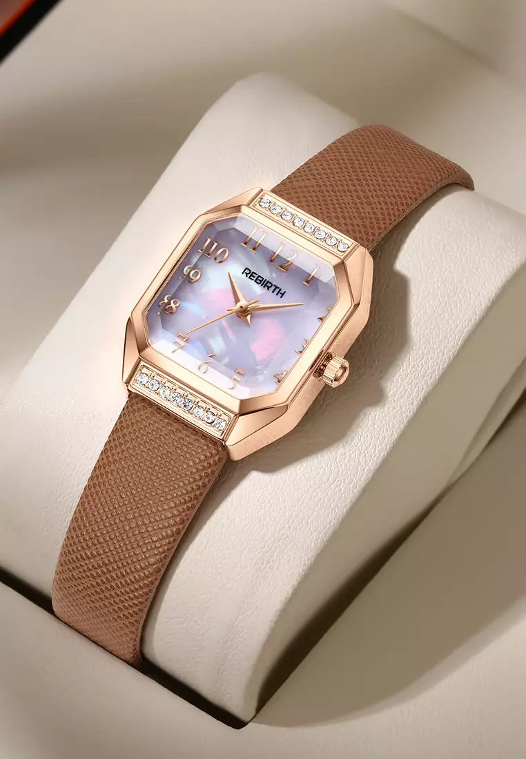 Jam Tangan Wanita Korea Fashion Anti Air Original Tali Kulit Jam Tangan Cewek brownwhite