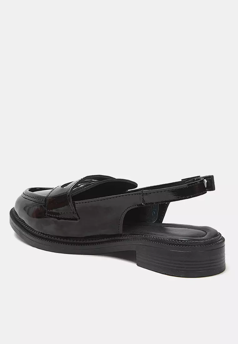 Patent Leather Open Back Loafers