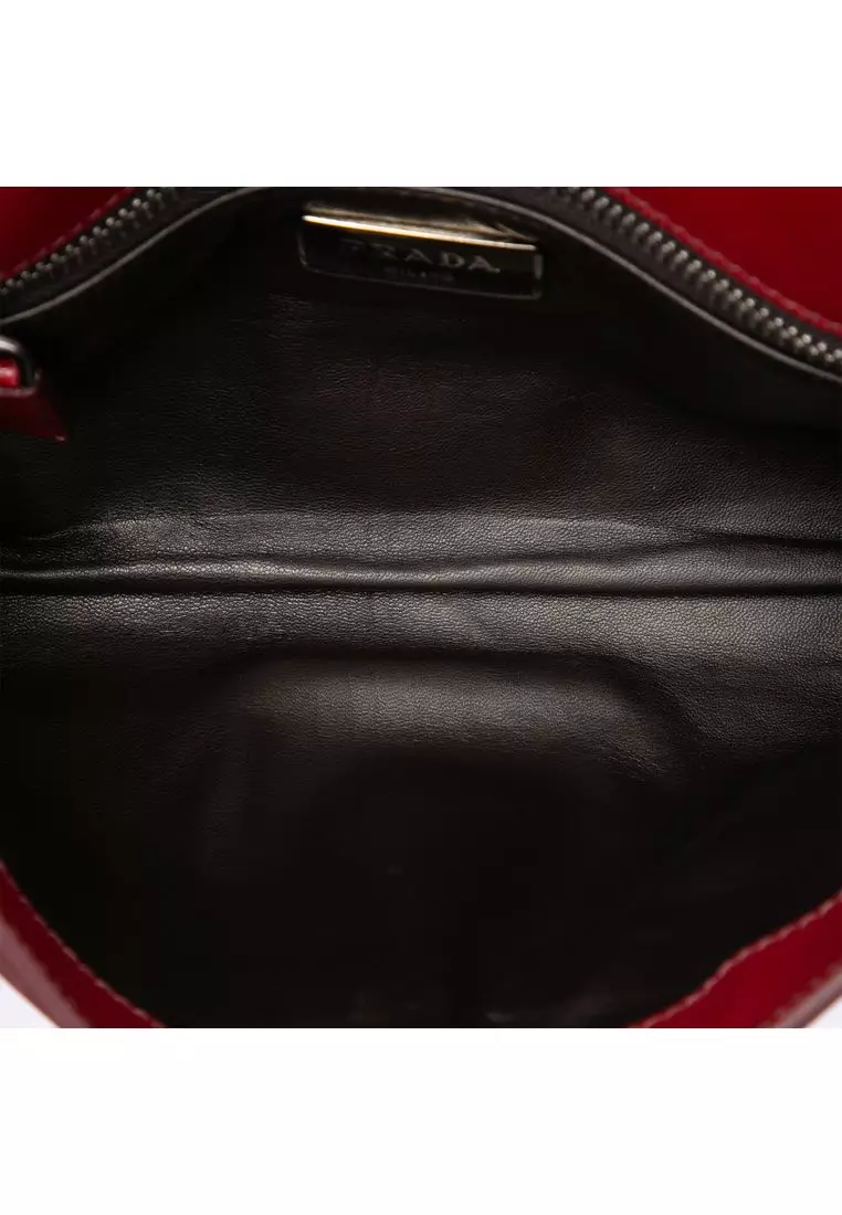 Pre-Loved Prada Saffiano Envelope Pushlock Clutch
