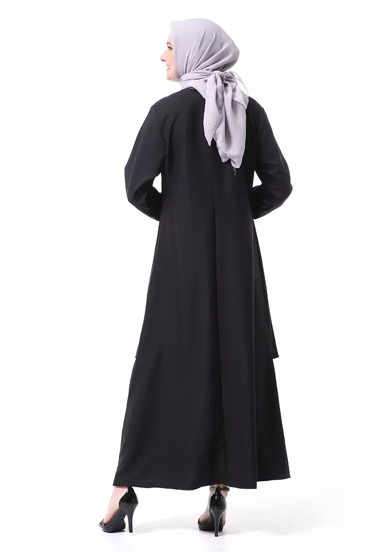 Khalista Gamis Dress Muslimah Lengan Panjang Regular Fit Premium High Quality - Hitam