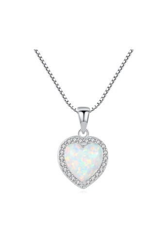 Rouse silver S925 Opal Heart Necklace EAB5AAC51D670AGS_1