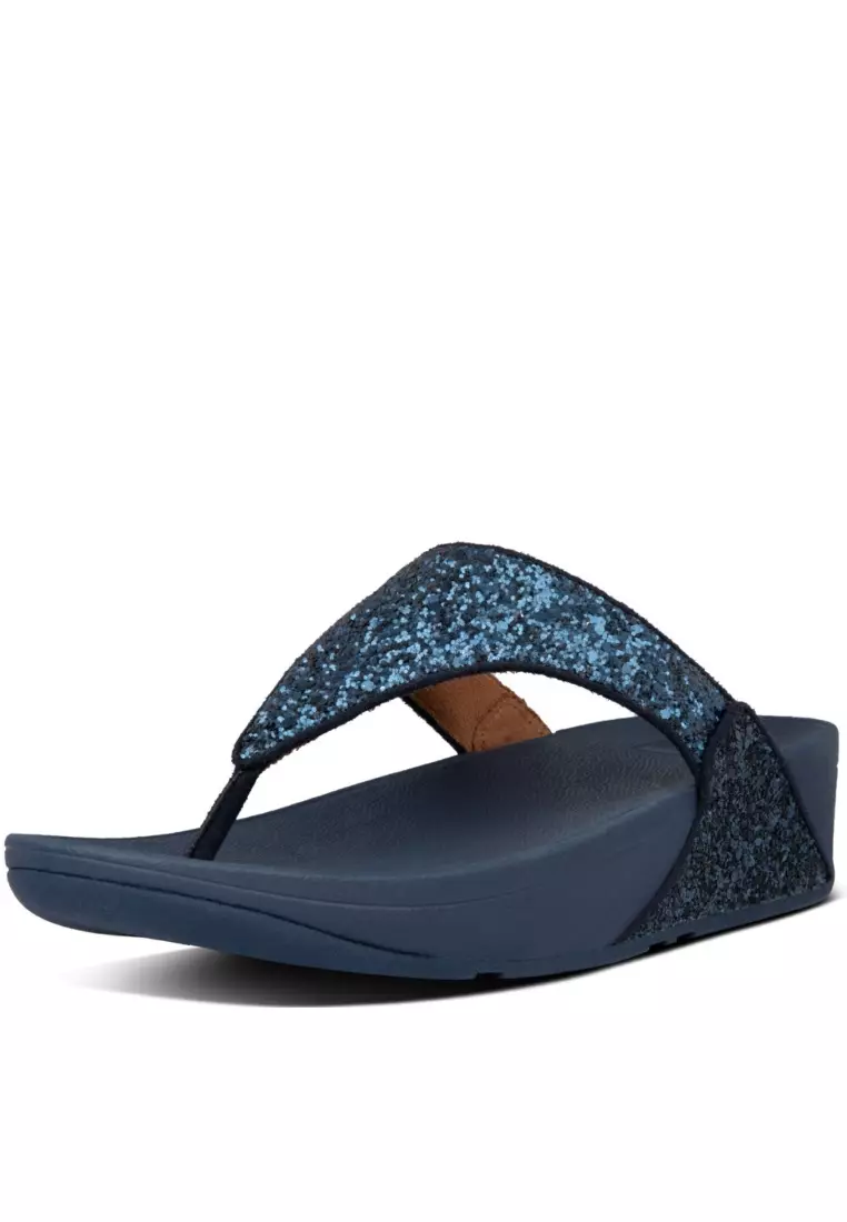 Buy FitFlop LULU Women's Glitter Toe-Post Sandals Midnight Navy