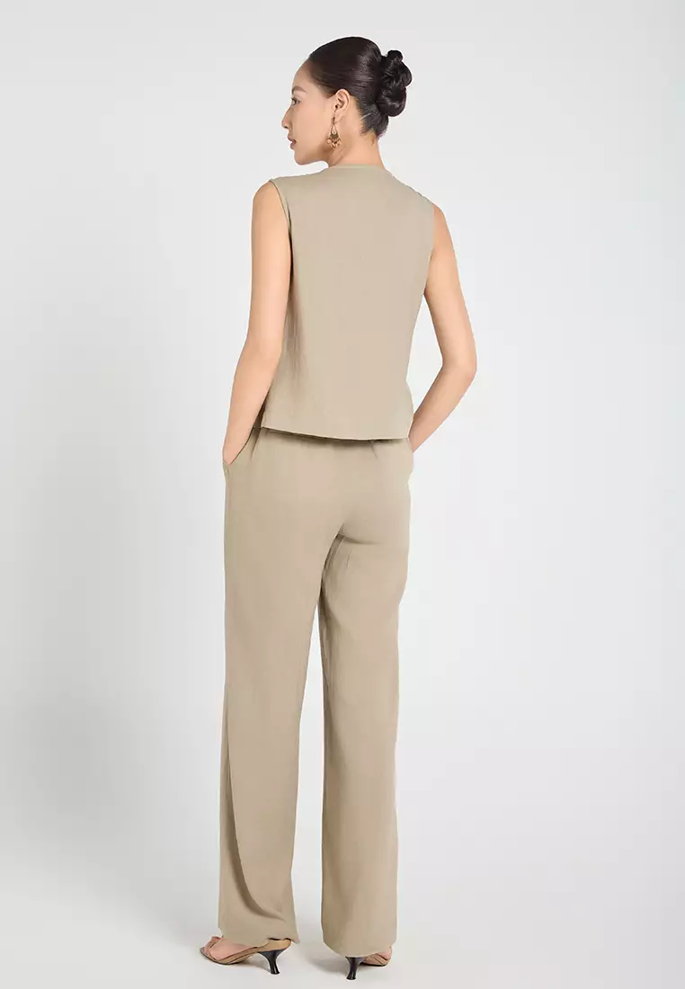 Square-Neck Linen Top