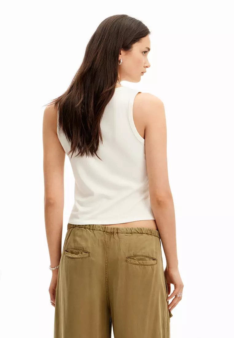 Watercolor flower knit T-shirt 