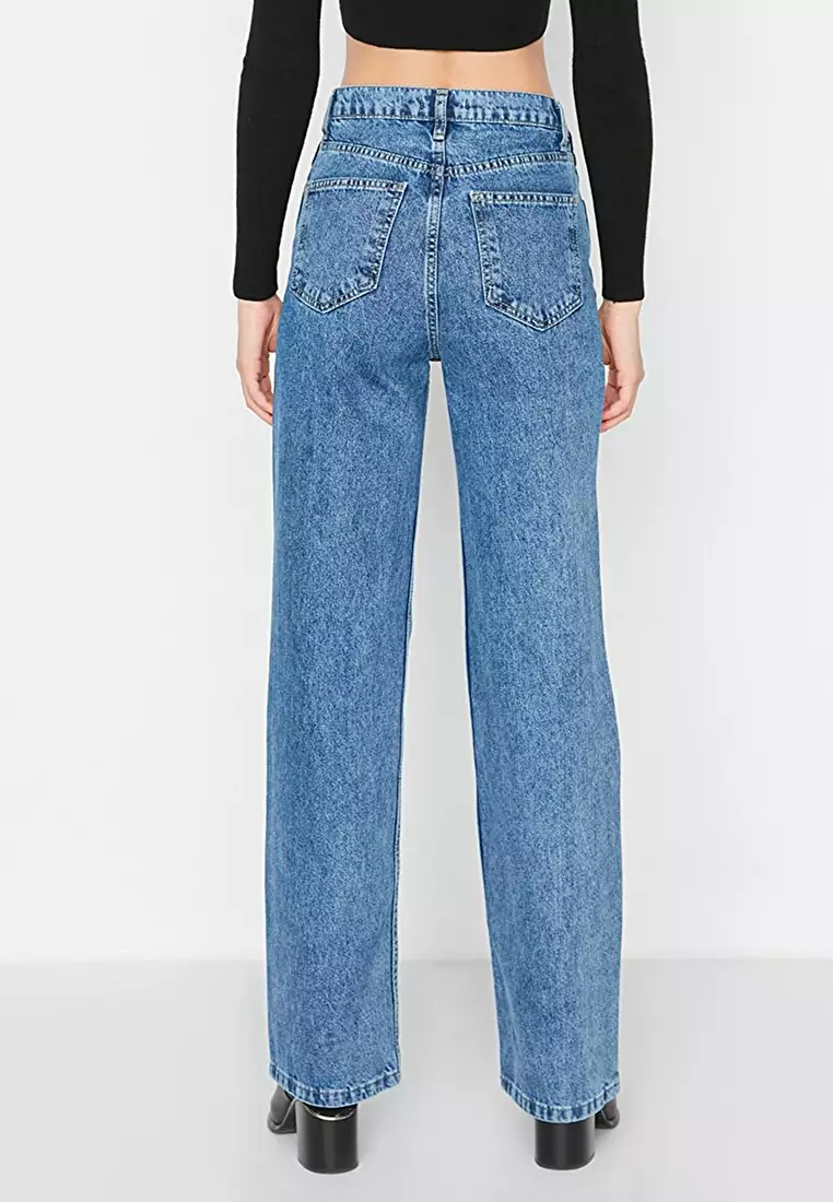 Buy Trendyol Waist Detail High Waist 90's Wide Leg Jeans 2024