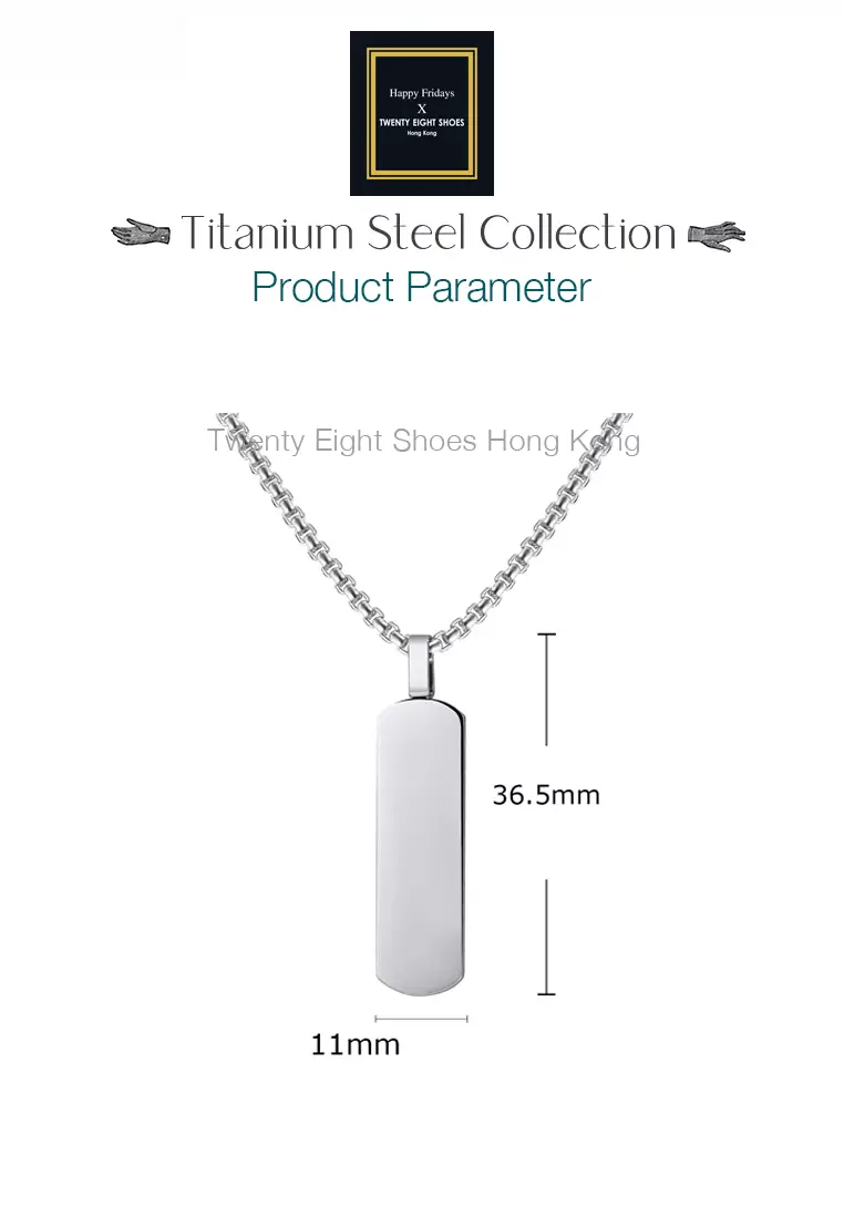 Titanium Steel Rectangular Bar Pendant Necklace JW QX-1874