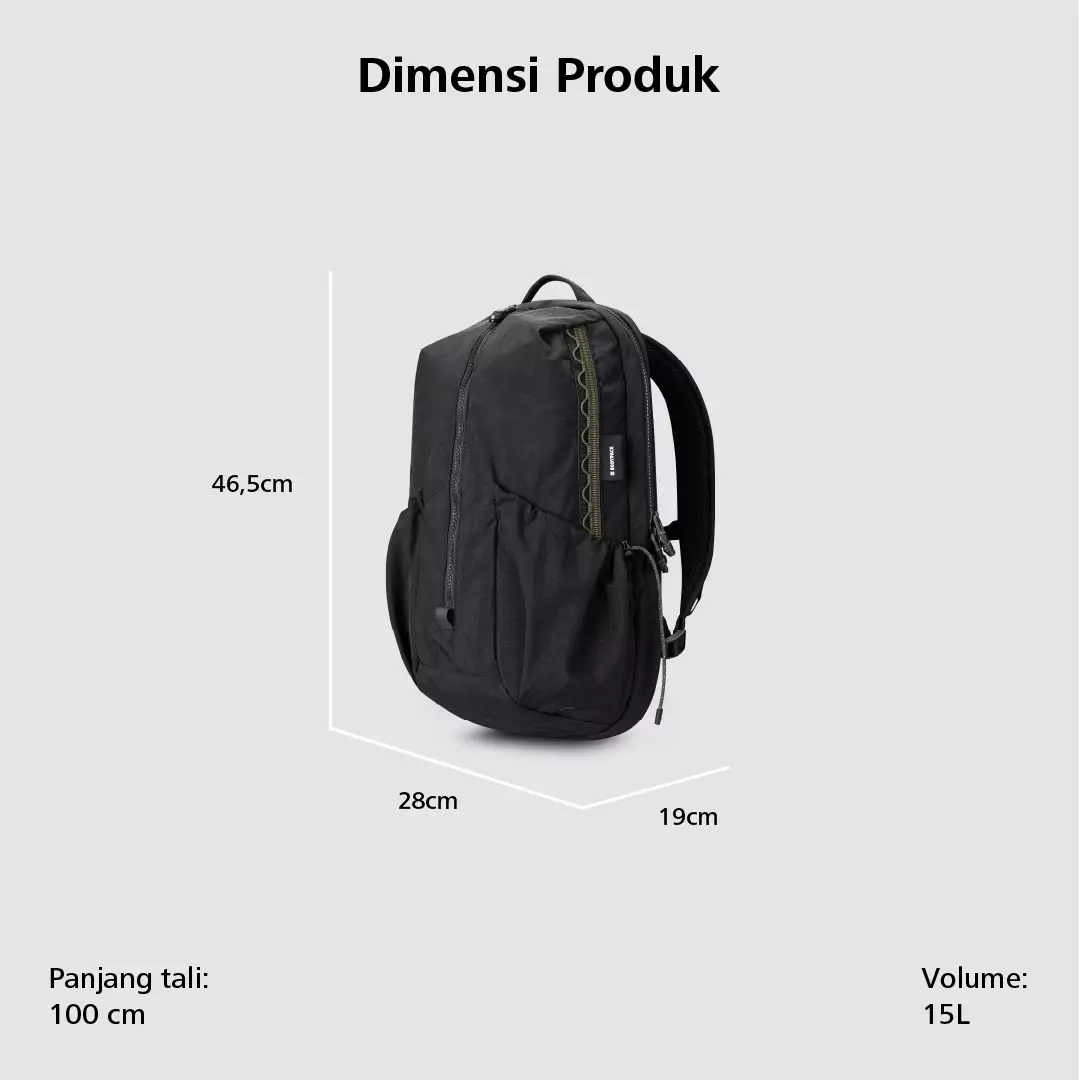 Axiom Vision 1.0 Laptop Backpack 15 Inch Tas Ransel Kerja Kuliah Sekolah Ringan Stylish 15 L - Hitam