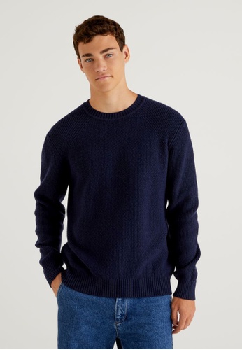 United Colors of Benetton blue Sweater in recycled wool blend 7C85AAA7C42B55GS_1