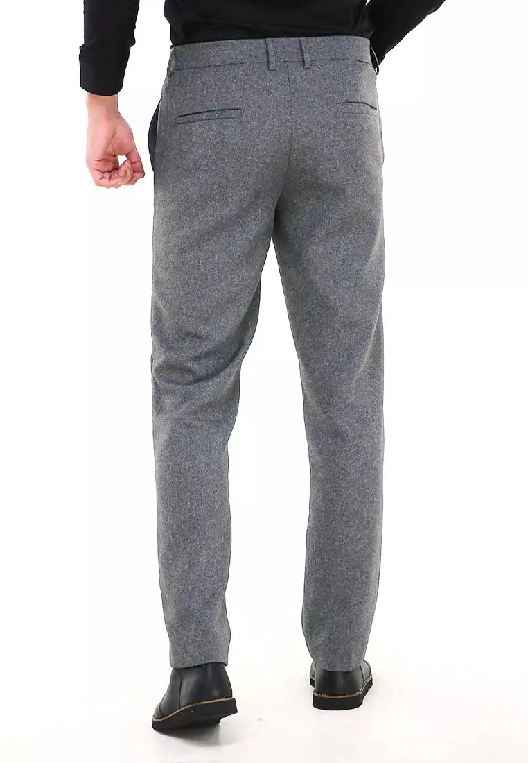 Locko Celana Panjang Pria Polos Slim Fit Formal Long Plain Pants Material Wool ORIGINAL - Light Gray