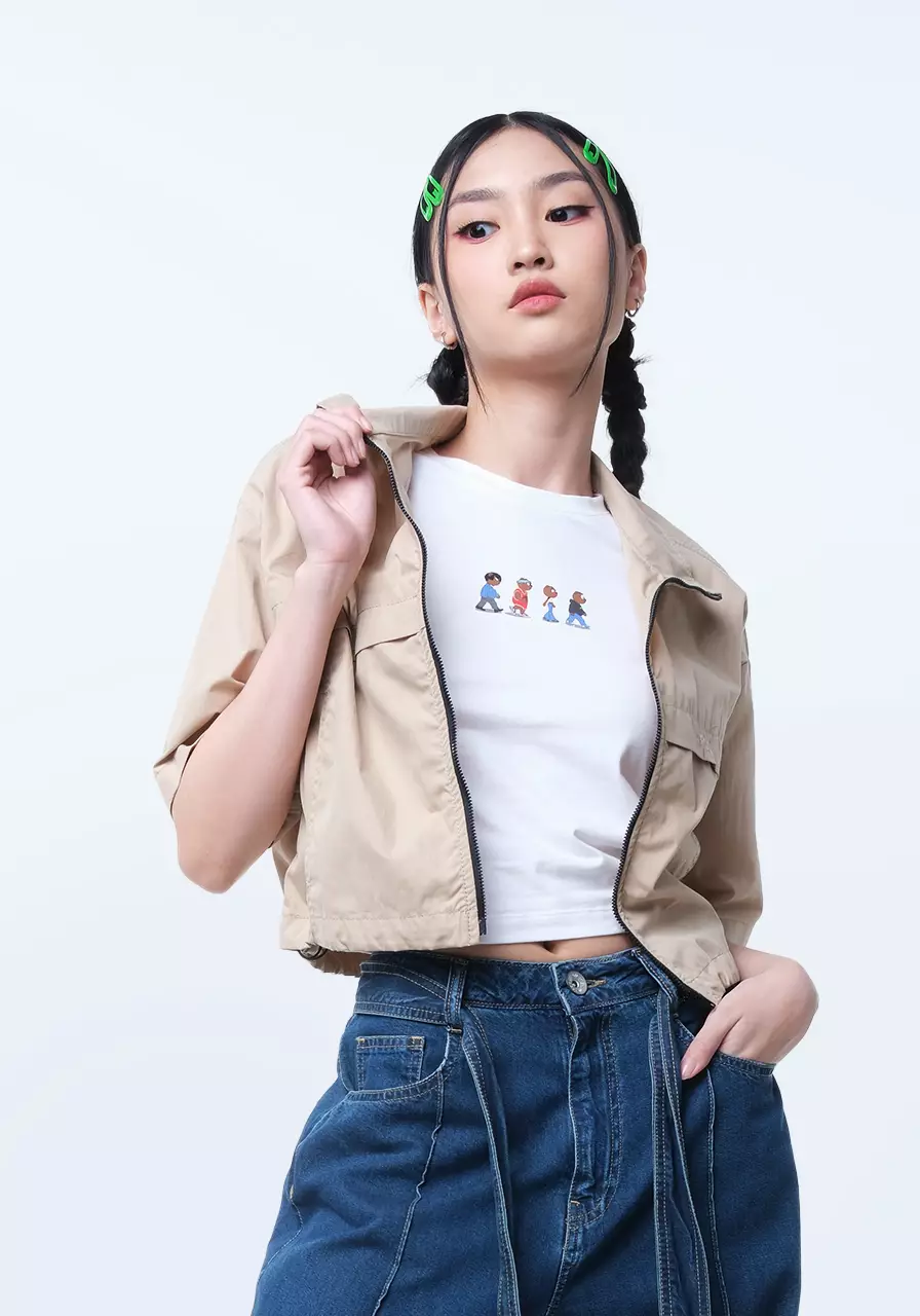 Kemeja Crop Wanita Ruka Khaki