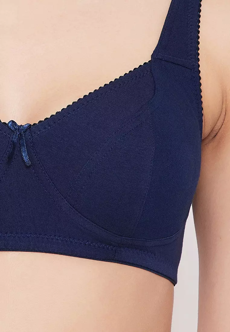Clovia Non-Padded Non-Wired Full Coverage Bra in Blue - Cotton