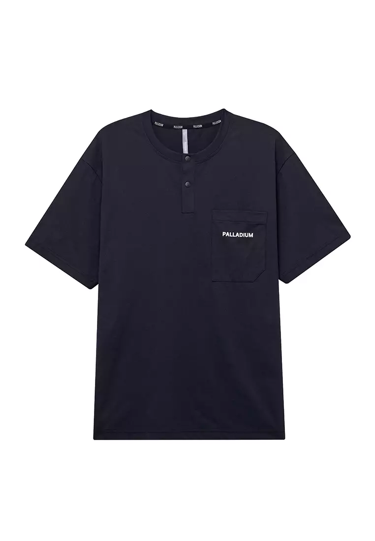 男裝 LOGO 亨利領口袋短袖T裇