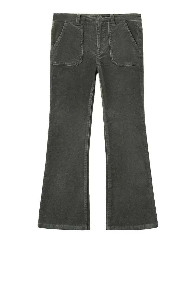 Velvet-Effect Flared Trousers