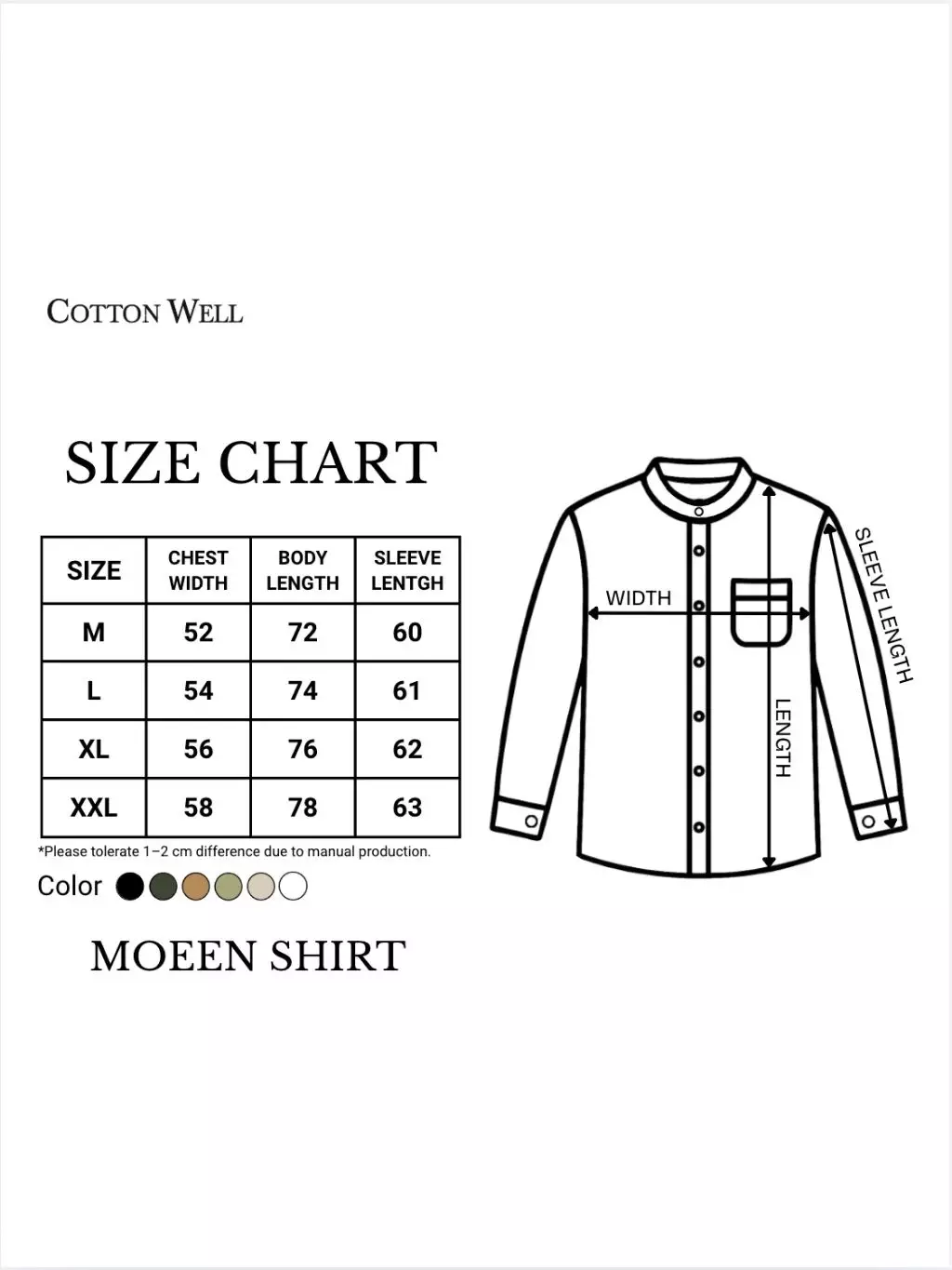 Cotton Well Moeen Shirt Khaki | Kemeja Koko Oxford Slub Lengan Panjang Cream