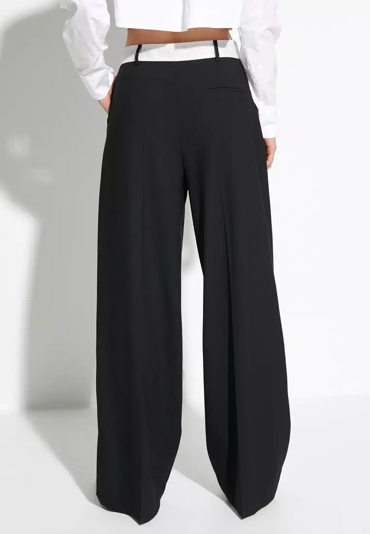 Asymmetric Waist Buttoned Trousers