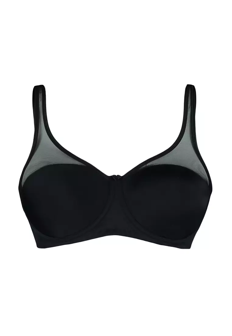 Plus Size Mesh Detailed Covered Contouring Bra