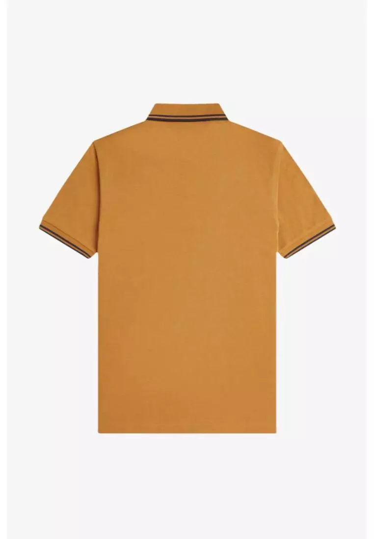 Fred Perry M3600 The Twin Tipped Fred Perry Shirt (Dark Caramel / Navy / Navy)