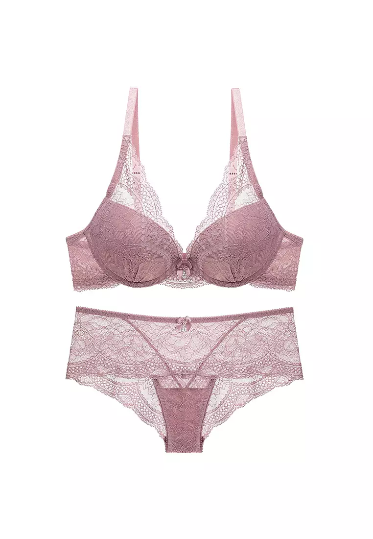 Buy ZITIQUE Young Girls' Trendy American Style Lace-trimmed Push Up Padded Lingerie  Set (Bra And Underwear) - Pink 2024 Online