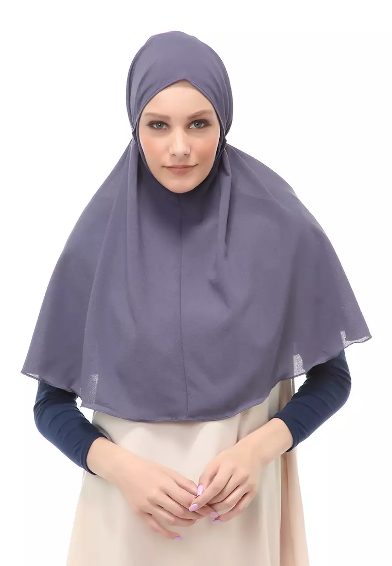 Tamara Jilbab Muslimah Wanita Motif Polos Relaxed Fit - Abu Tua