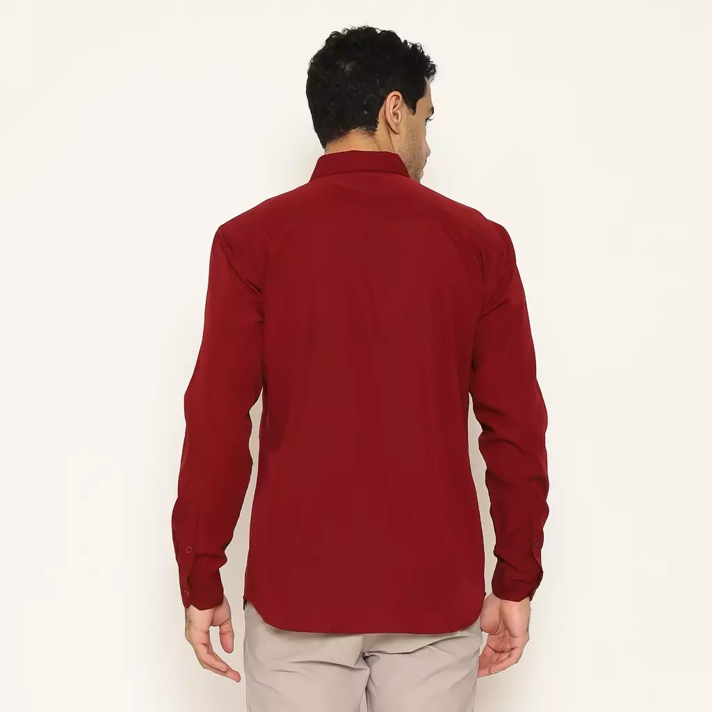 AMK Kemeja Basic Pria Lengan Panjang SHS GINJIRO L/S Maroon