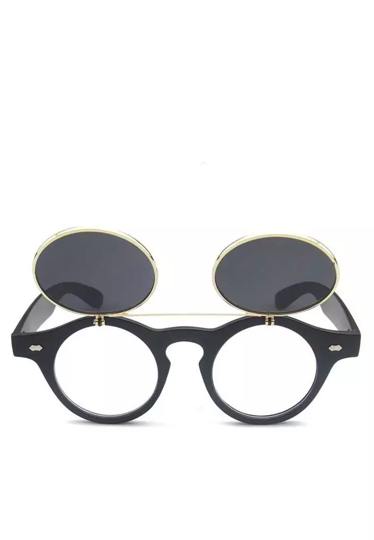 Mackenzie Kacamata Fashion Pria & Wanita Double Frame Steampunk UV Protection Material Alloy ORIGINAL - Black