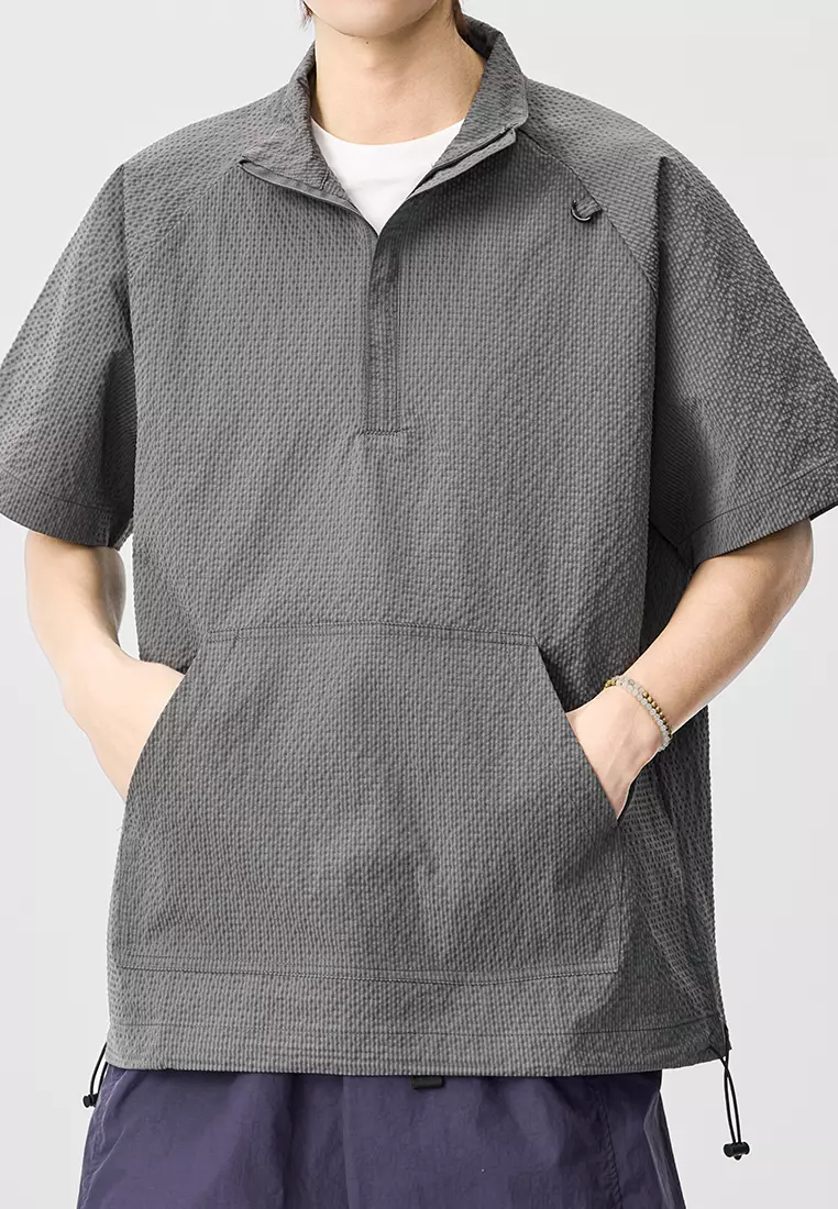 Twenty Eight Shoes Half Zip Pocket Short Sleeve T-Shirt AY-X1562