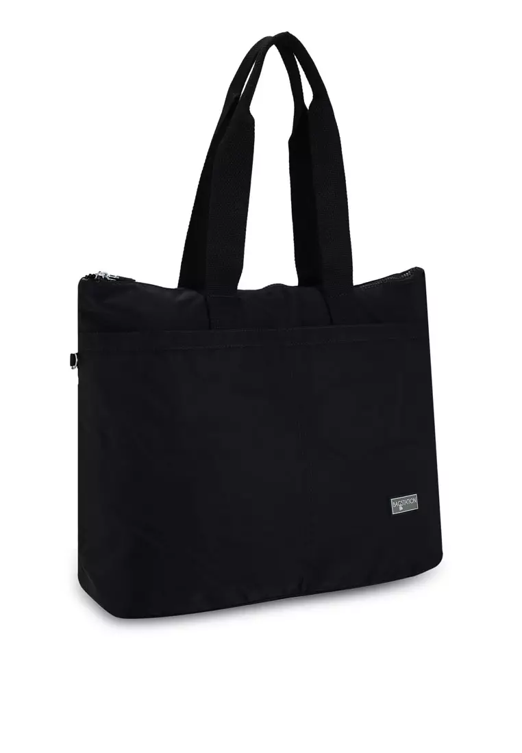 Black nylon tote on sale bag with zipper