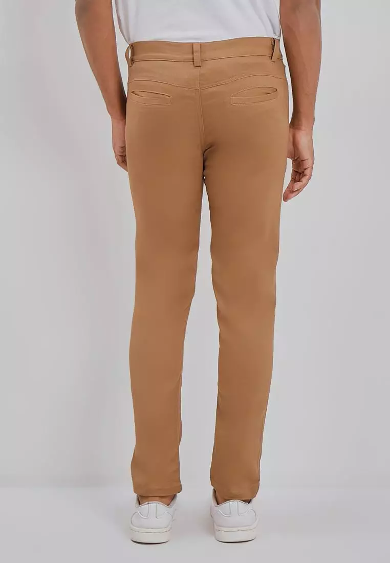 PAULMAY Celana Chino Pria Panjang Slim Fit - Brown