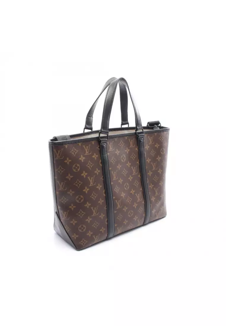 Pre-Loved Louis Vuitton Weekend Tote PM monogram macassar 2WAY Handbag tote bag PVC leather Brown black