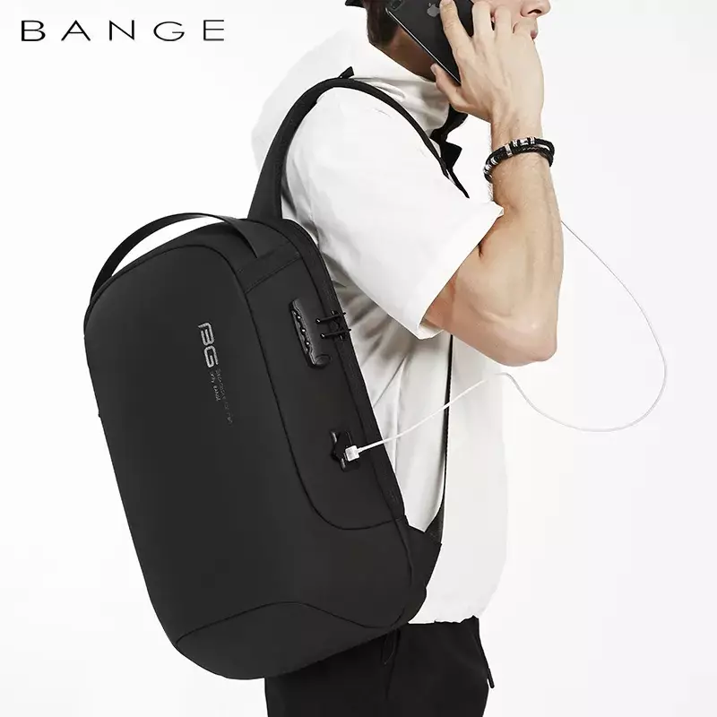 Bange BG7225 Tas Ransel Backpack Laptop Kerja pria 15.6 Inch Anti Theft Lock USB - BLACK