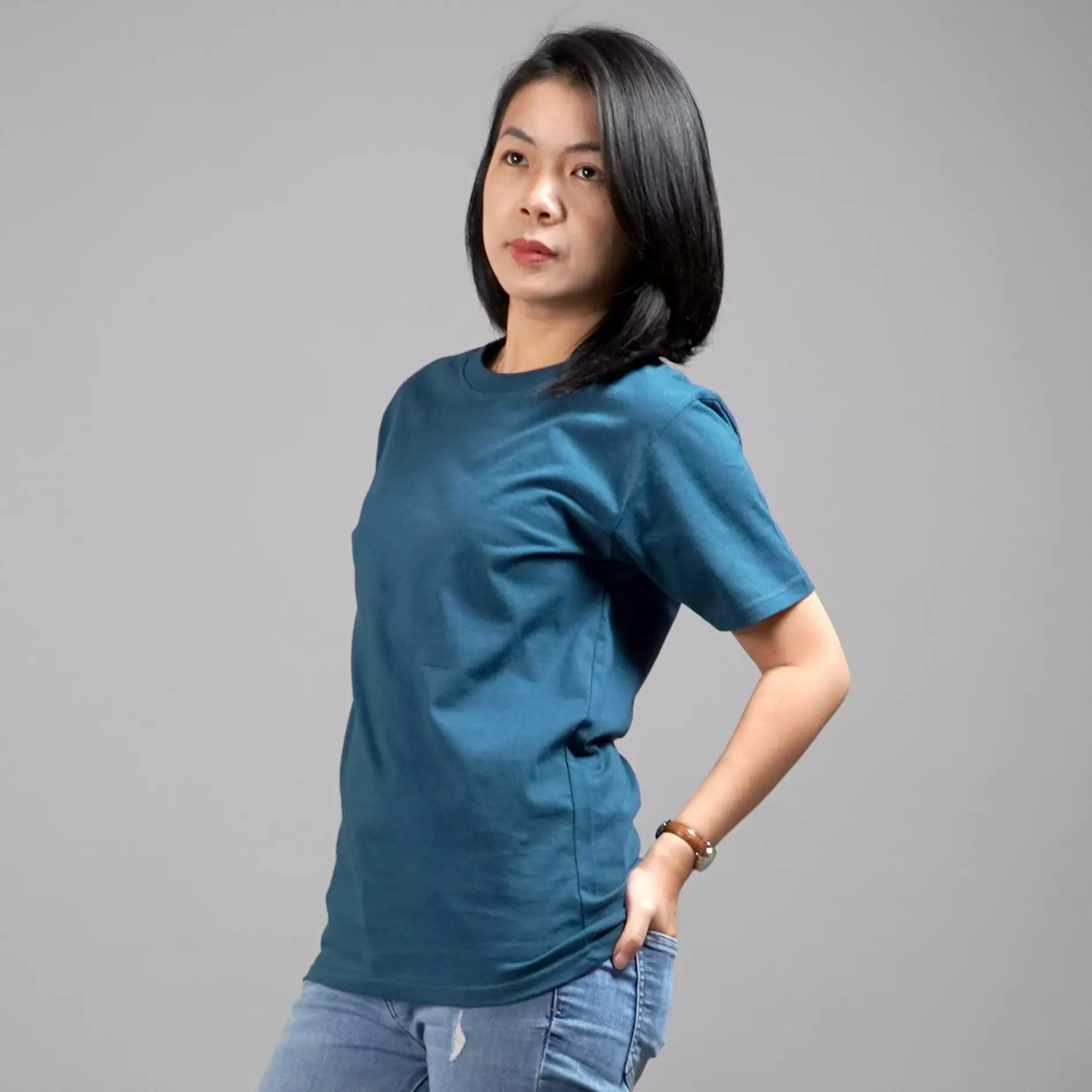  UNILO Size S-BIG Kaos Polos Wanita Basic TShirt Cotton - Teal