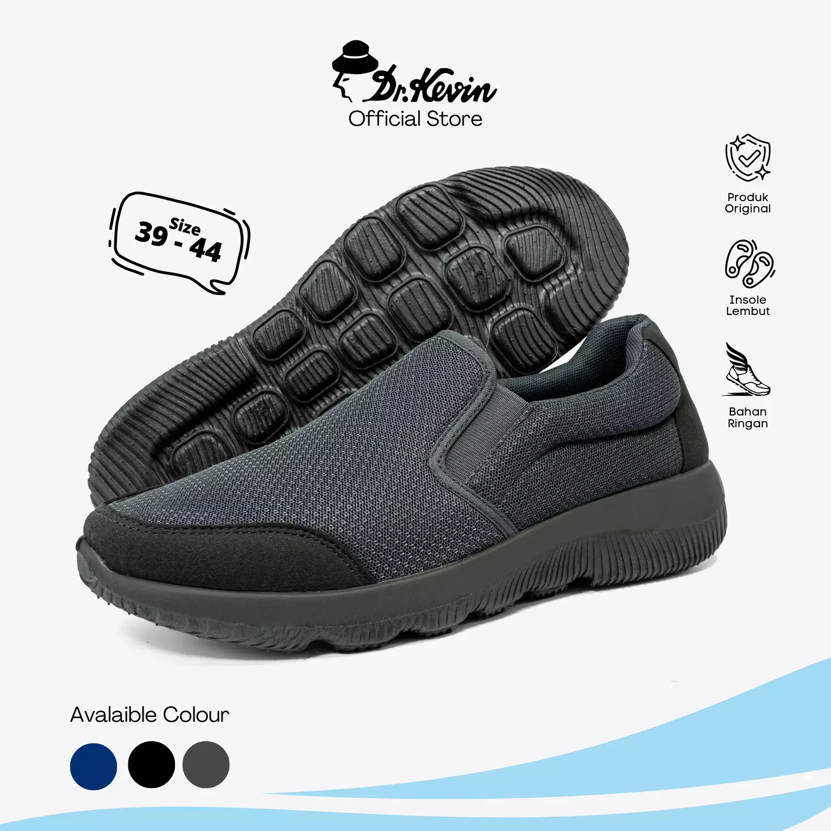 Dr. Kevin Sepatu Sport Pria Men Sneakers Lentur Slip On 889-048