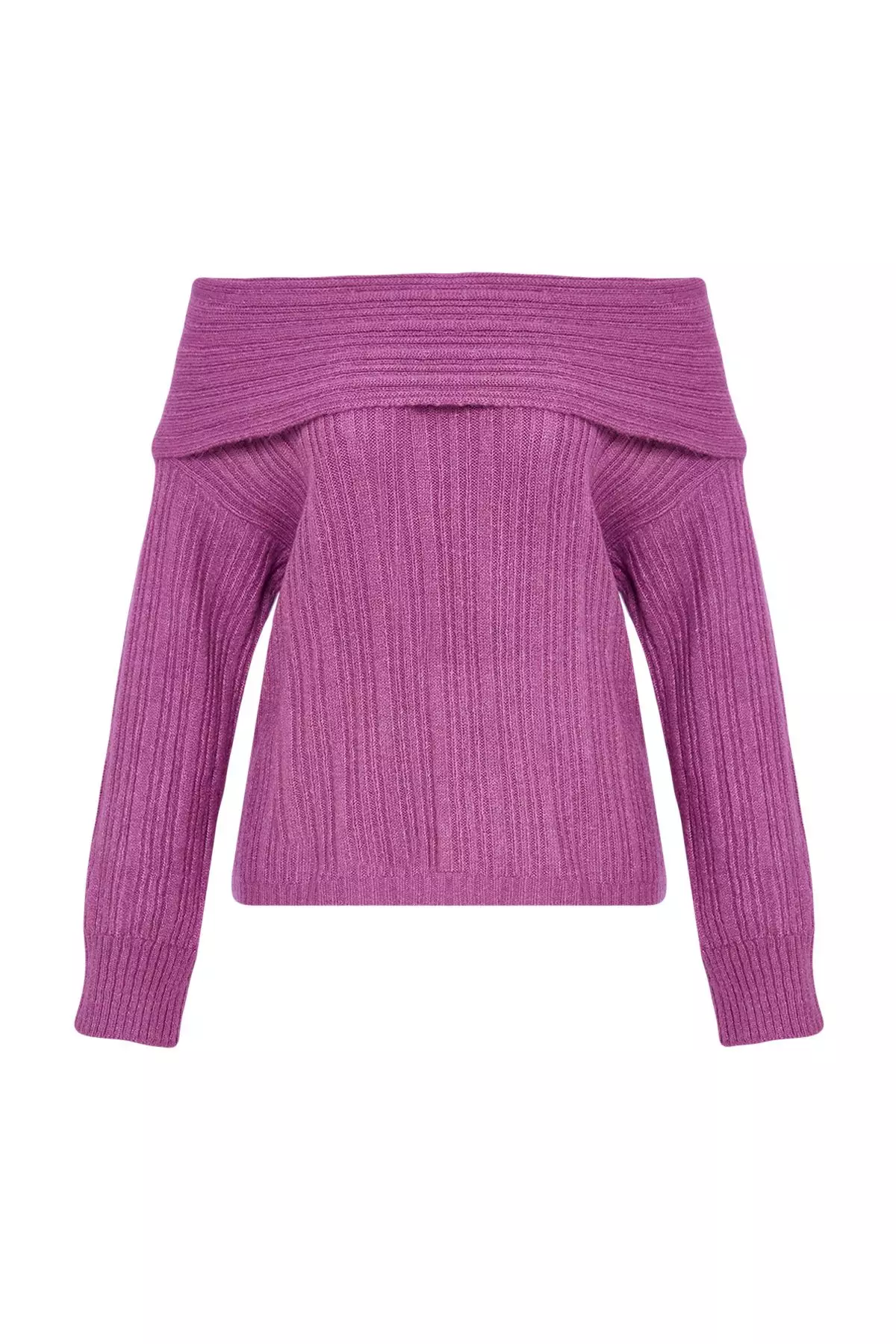 Plum Soft Textured Carmen Collar Knitwear Sweater TWOAW25KZ00076