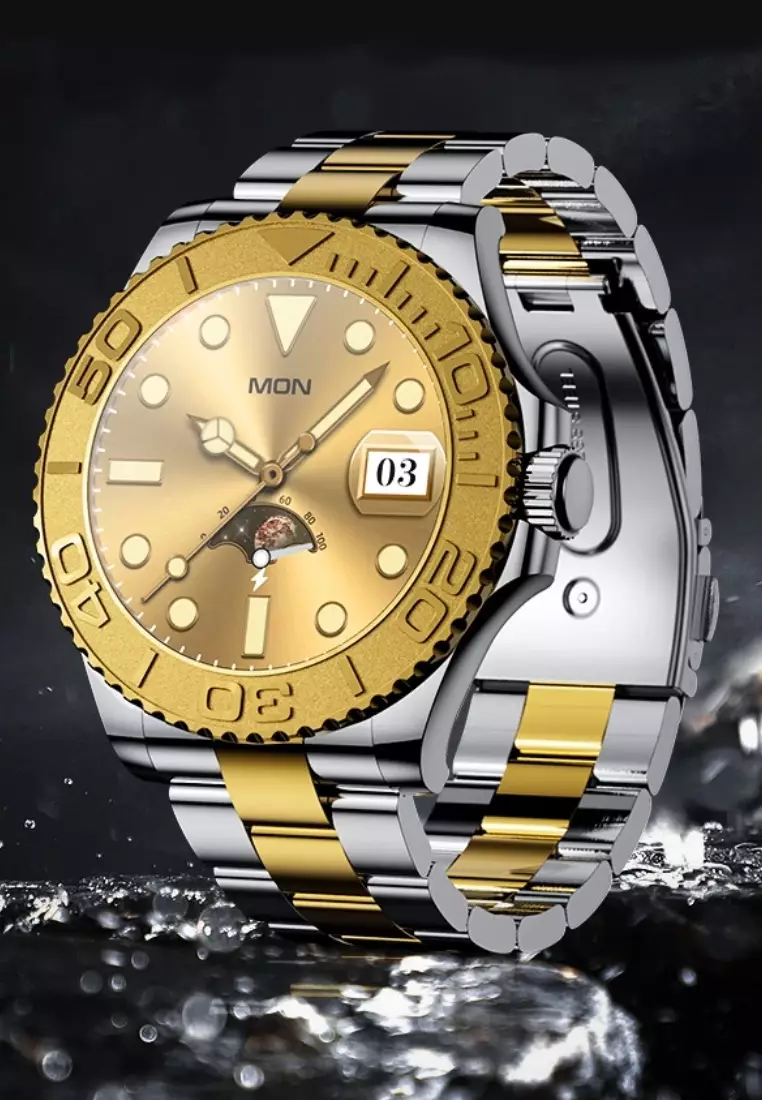 Sport/Luxury Smart Watch, Daily Life Waterproof, Stainless Steel Bracelet + 1 free Silicone Strap